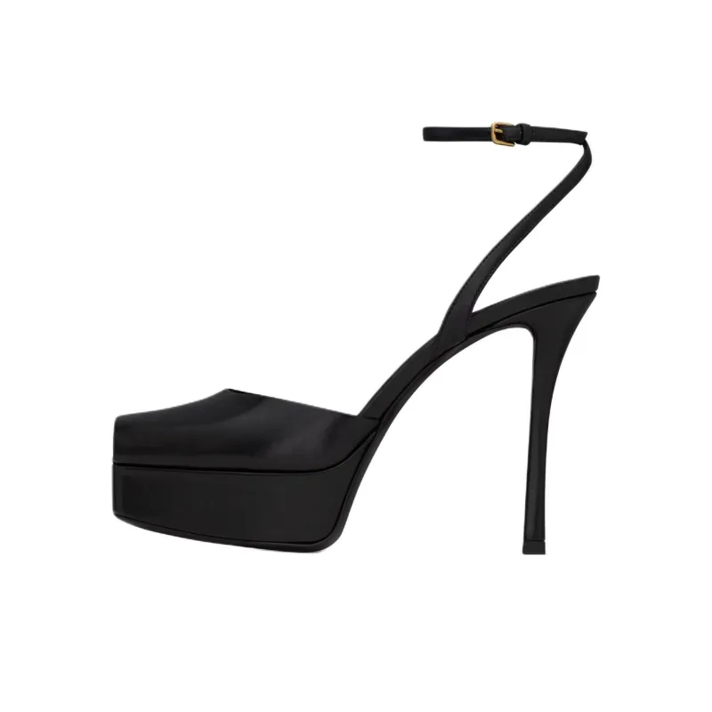 SAINT LAURENT Scandale Slim Heel High Heels 8.5cm Women's Black-0