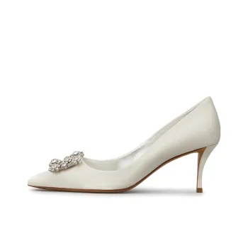 Roger Vivier Flower Strass Slim Heel High Heels 6.5cm Women's Beige Yellow
