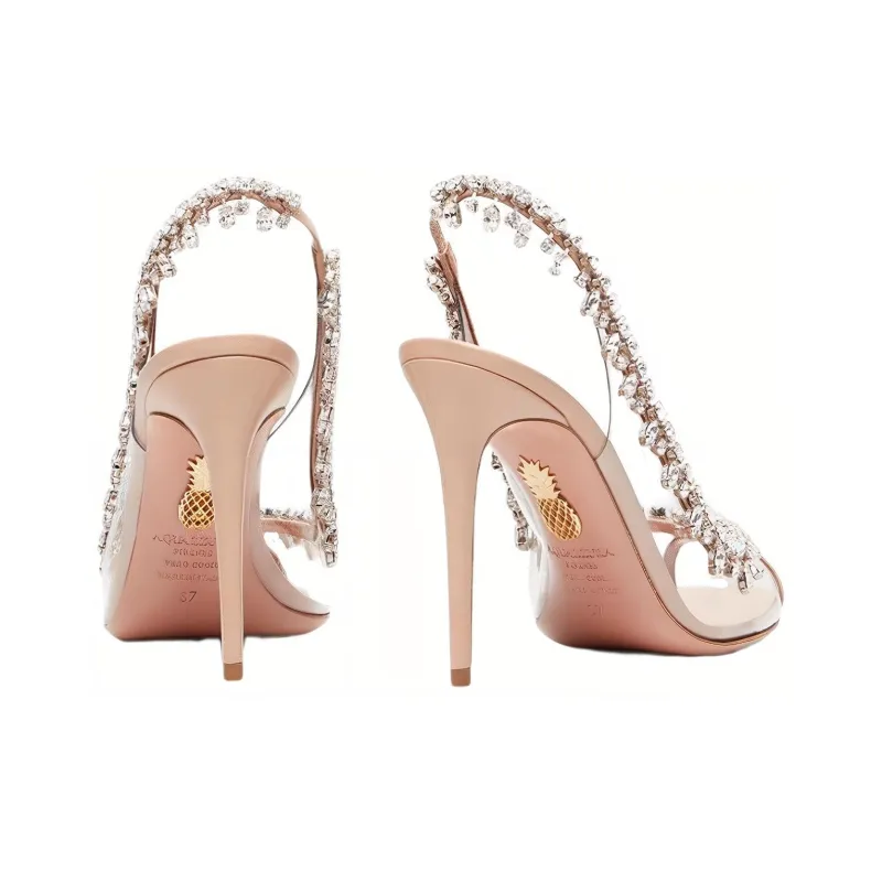 AQUAZZURA Temptation Crystal 75mm Slingback Pumps-3