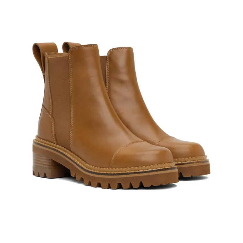 See By Chloe Mallory Short Chelsea Boots 5cm Women's Tawny-2