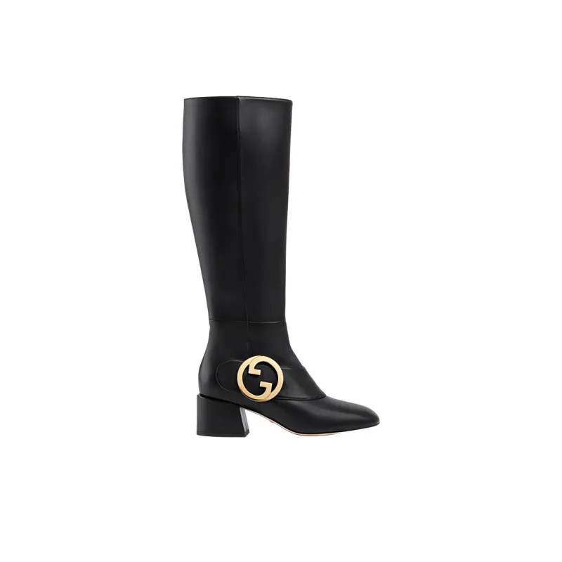 GUCCI Blondie Logo-plaque Knee Boots-1