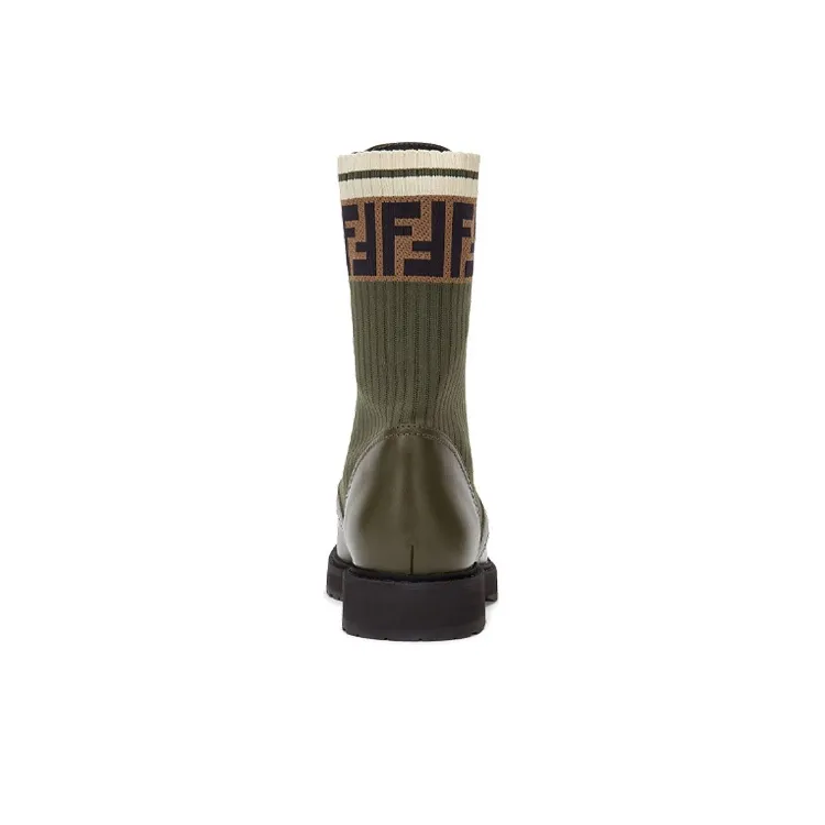 FENDI Rockoko Boots Green Women's-4