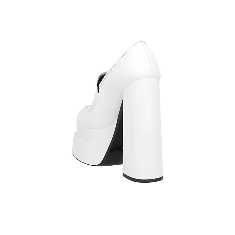 VERSACE Intrico Chunky Heel High Heels 12.5cm Women's White-3