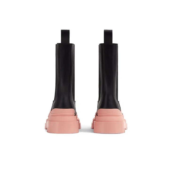 Bottega Veneta Tire Chelsea Boots Women's Black Pink-4