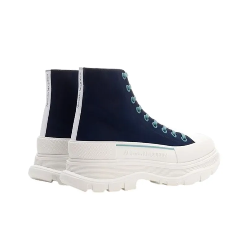Alexander McQueen Tread Slick Lace Up Boot Blue White-4