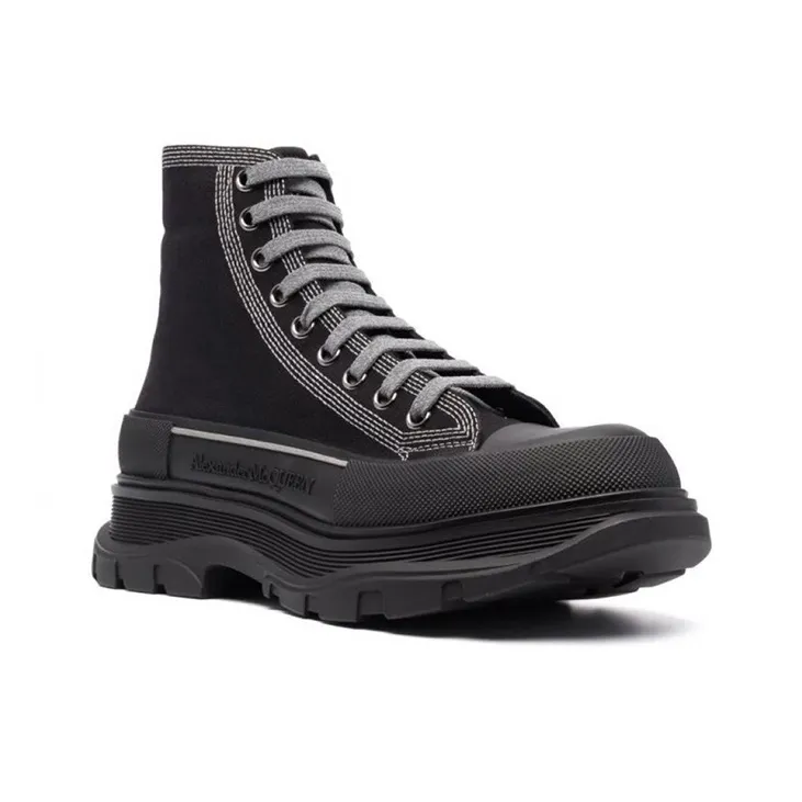 Alexander McQueen Tread Slick High Top Sneakers 'Black Grey'-1