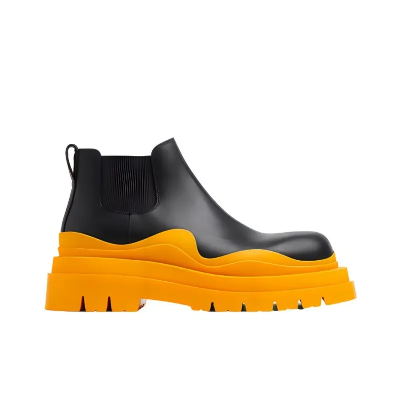 Bottega Veneta Tire Chelsea Ankle Length Chelsea Boots Men's Orange-1