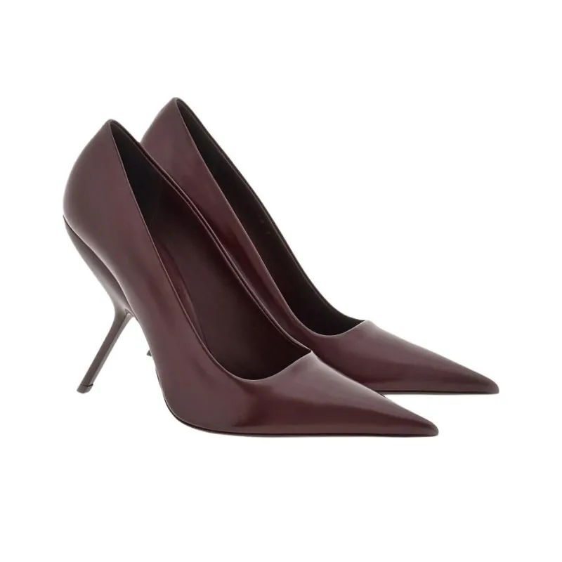 FERRAGAMO Eva Irregular Heel High Heels 10.5cm Women's Chocolate Brown-2