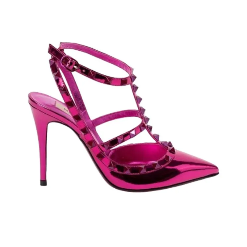 Valentino Slim Heel High Heels 10.5cm Women's Rose Red-1