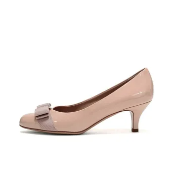 FERRAGAMO Carla 55 Block Heel High Heels 5.5cm Women's Nude Pink