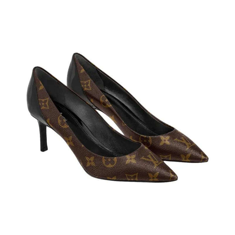 LOUIS VUITTON Chérie Slim Heel High Heels Women's Monogram Color-3