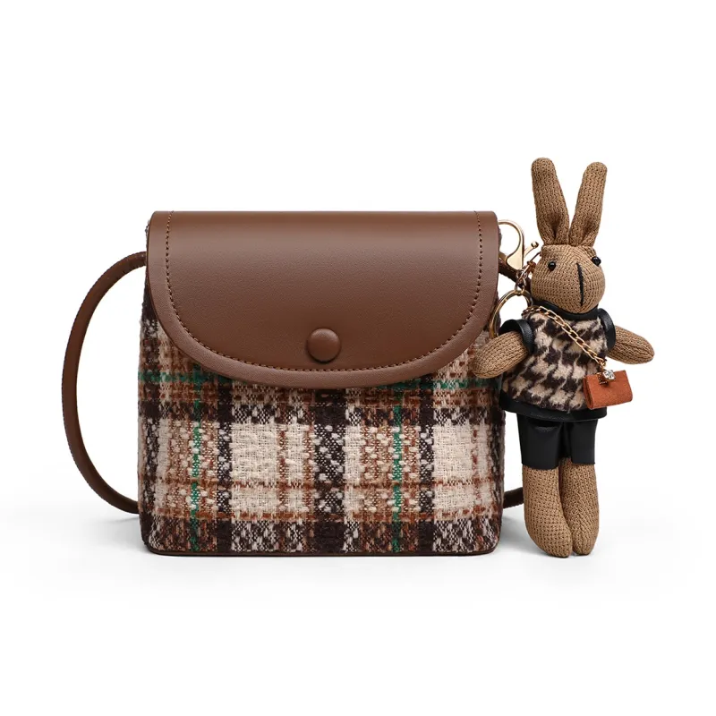 VINEY Fabric Shoulder Bag, Crossbody Bag, Cell Phone Pouch Trumpets Women's Coffee-2