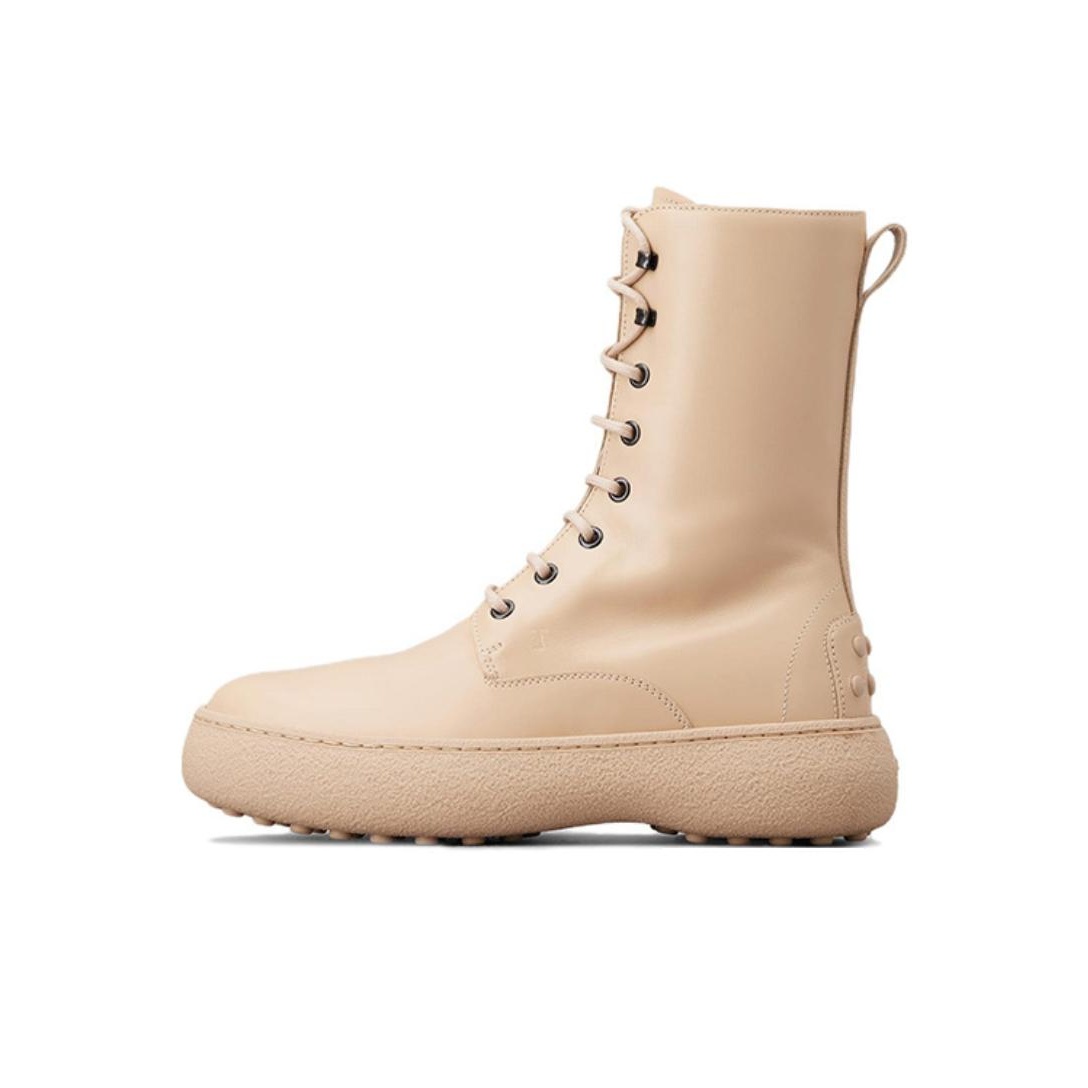 ロングブーツ TOD'S Beige Leather Ankle Boots Suede and shearling ankle boots in beige - Tods | Mytheresa