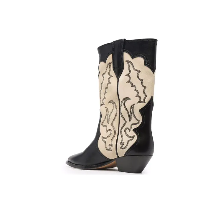 ISABEL MARANT 40mm Two-tone Leather Western Boots-3