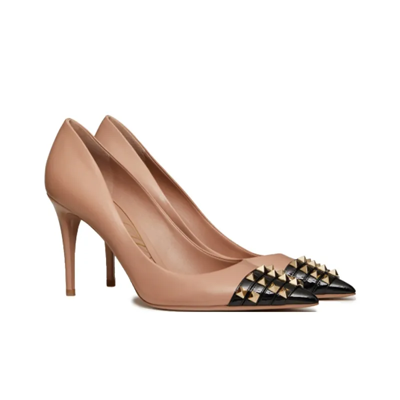 Valentino Rockrunner Slim Heel High Heels 9cm Women's Brown-2