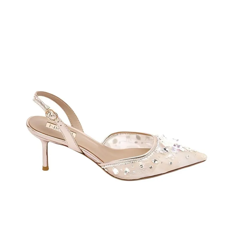 NICOLI Hailee Slim Heel High Heels 7cm Women's Nude-1