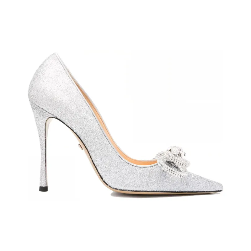 MACH & MACH Double Bow Glittered Pumps-1