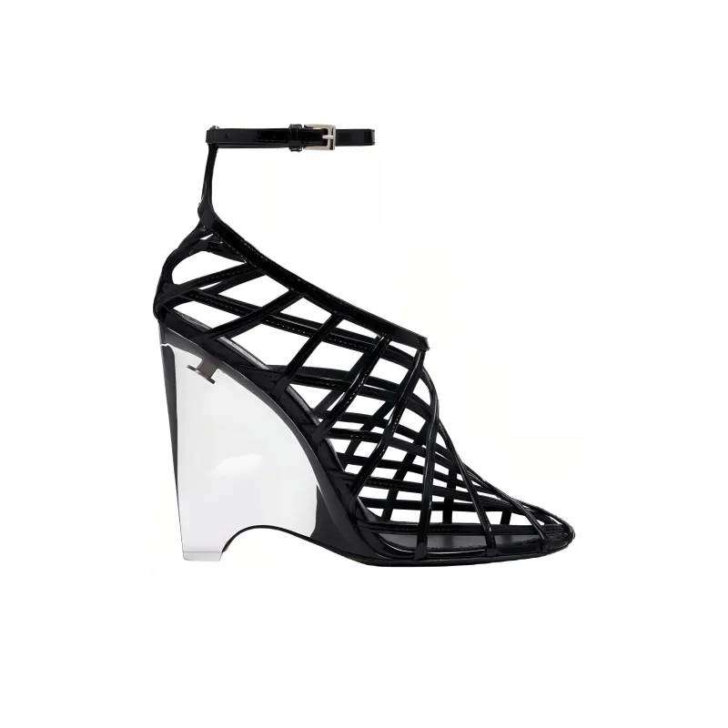 Alaia Wedge Heel High Heels 10cm Women's Black-1