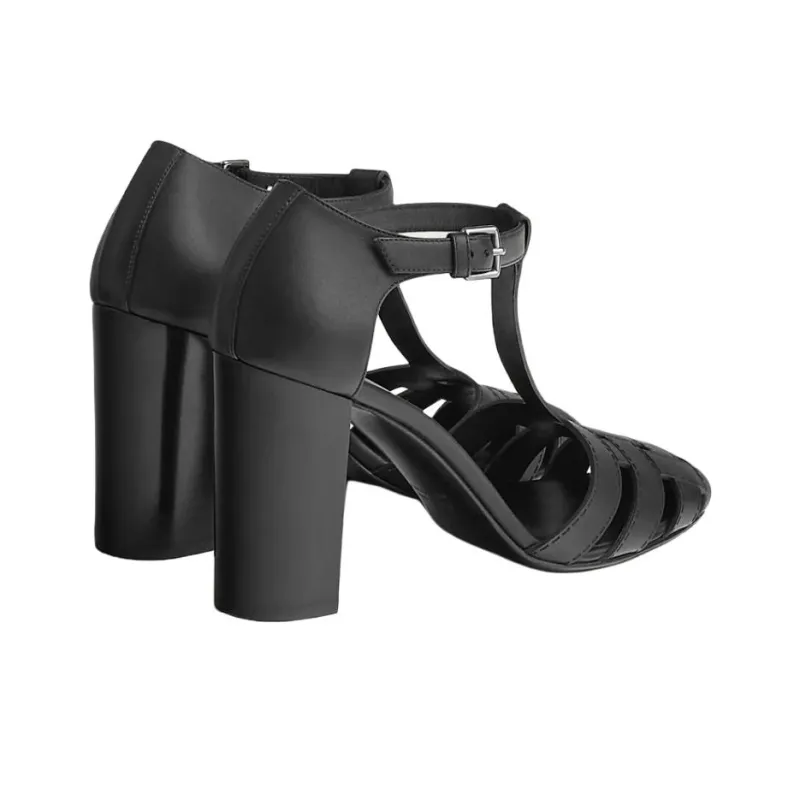 HERMES Mosaique Mosaic High Heels 9cm Women's Black-3