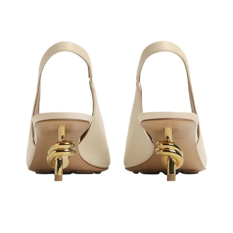 Bottega Veneta KNOT High Heels 4.5cm Women's Cream-4