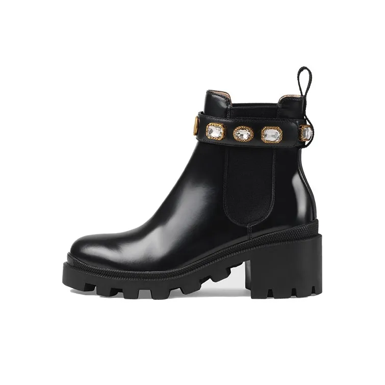 GUCCI Women's Leather Ankle Boot 'Belt Black' Women's-0