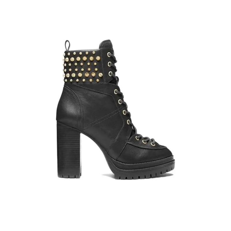 Michael Kors Yvonne 100mm Studded Leather Boots-1