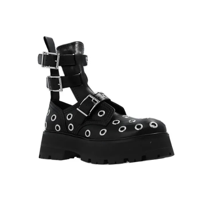 Alexander McQueen Eyelet Detailed Strappy Boots Women's-2