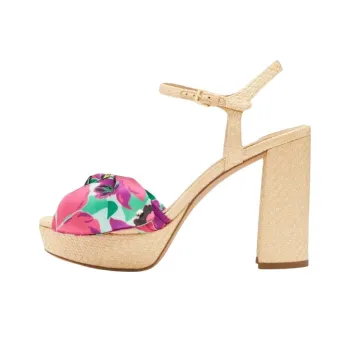 Kate Spade Lucie Orchid Bloom Chunky Heel High Heels 10cm Women's Beige