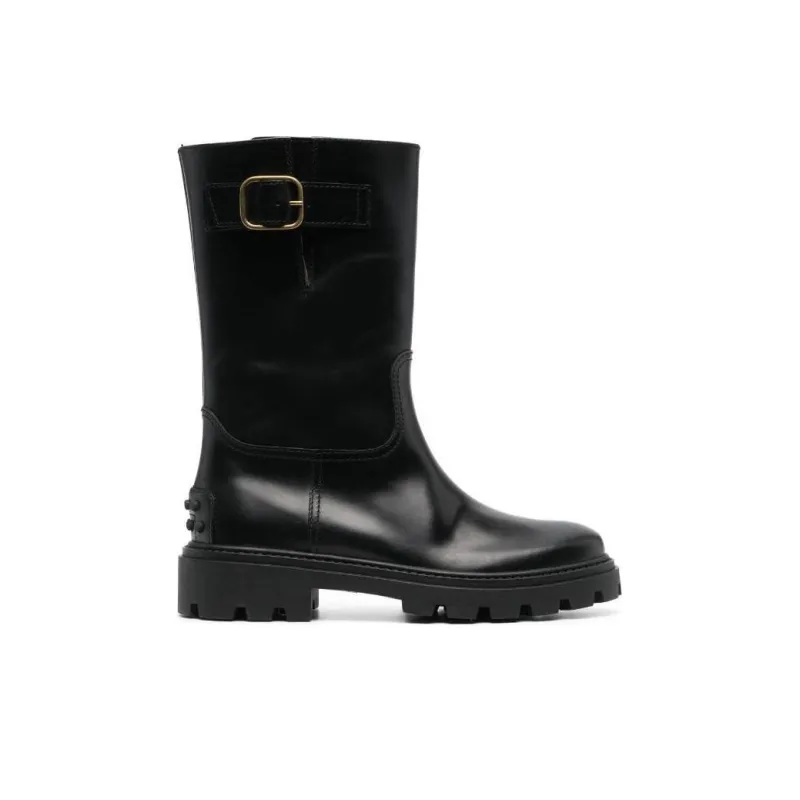 TOD'S Buckle Detailed Round Toe Boots Women's-1