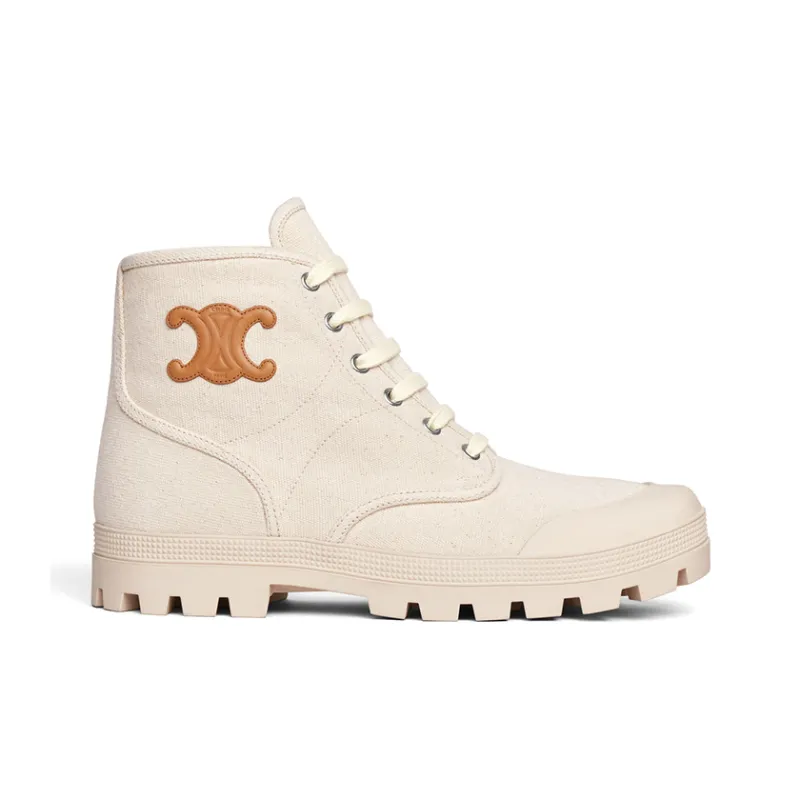 CELINE Patapans Ankle Boots Women's Beige-1