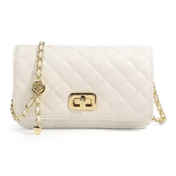COOGI Cow Split Leather Crossbody Bag One Shoulder Small Square Bag Regular Women's Ivory/Sun Kissed Pink/Berry Red