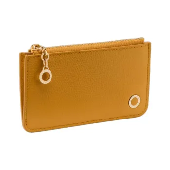 BVLGARI Calfskin Card Holder Women's Yellow