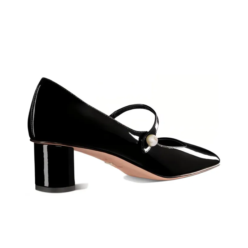 DIOR Jolie Dior Chunky Heel High Heels 5cm Women's Black-3