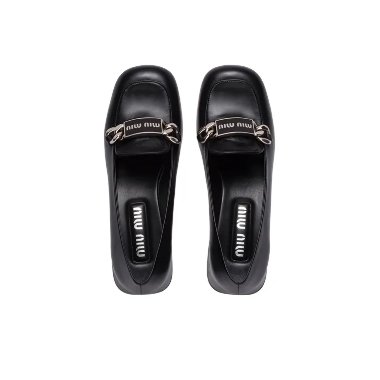 MIU MIU Block Heel High Heels 3.5cm Women's Black-3