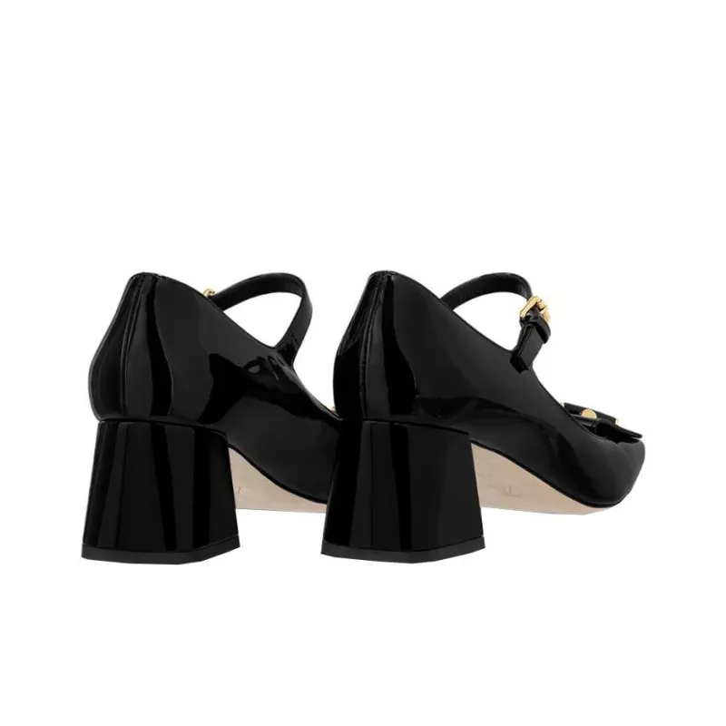 LOUIS VUITTON Shake Chunky Heel High Heels 5.5cm Women's Black-3