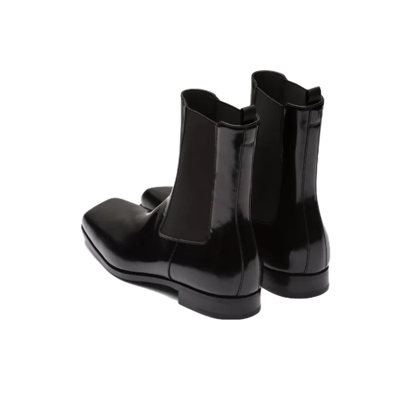 PRADA Short Chelsea Shoes Men's Black-4