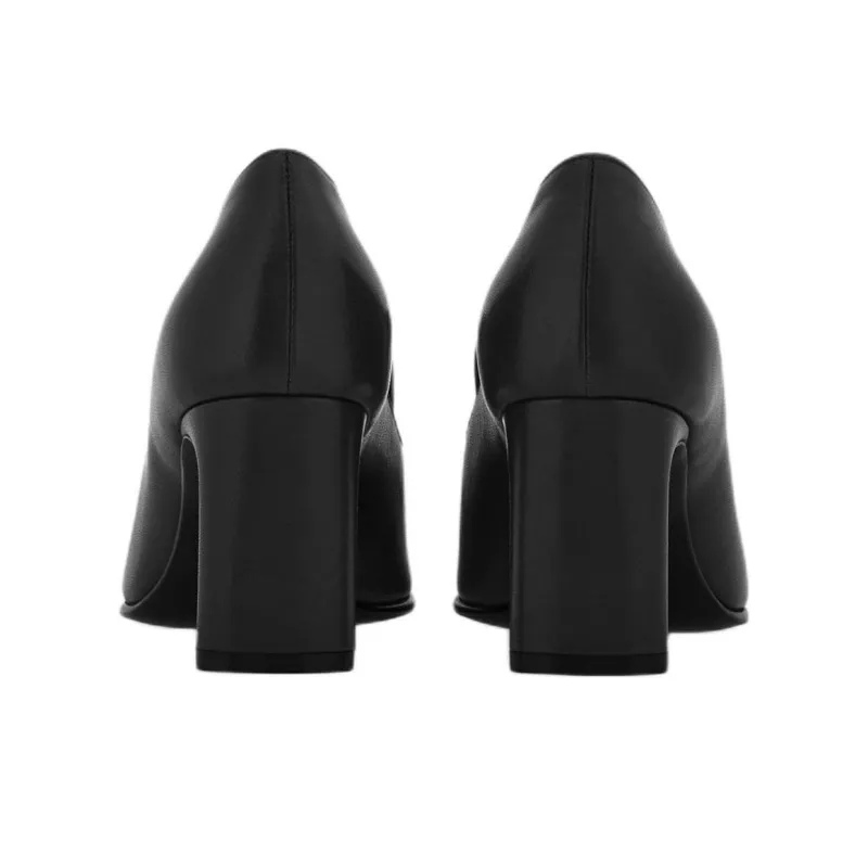 FERRAGAMO Mocassino Block Heel High Heels 7cm Women's Black-4