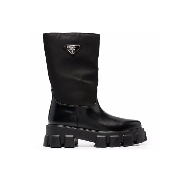 PRADA Monolith Knee high Boots Women's Black-4