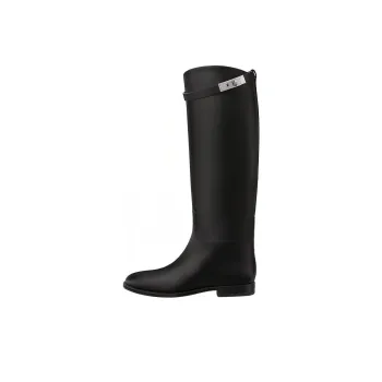 HERMES Knee high Boots Women's Black