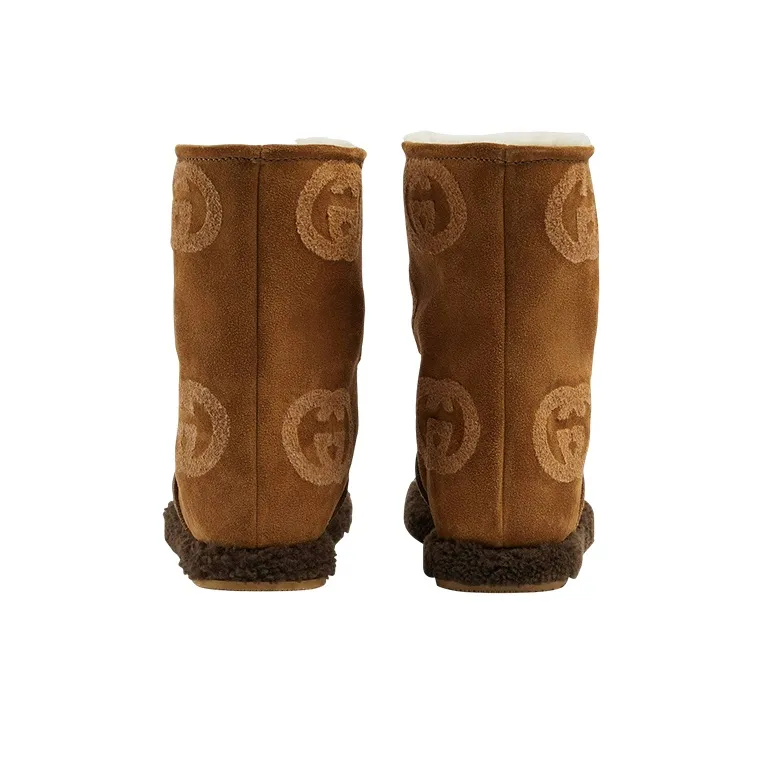 GUCCI Interlocking Ankle Boots Women's Brown-4