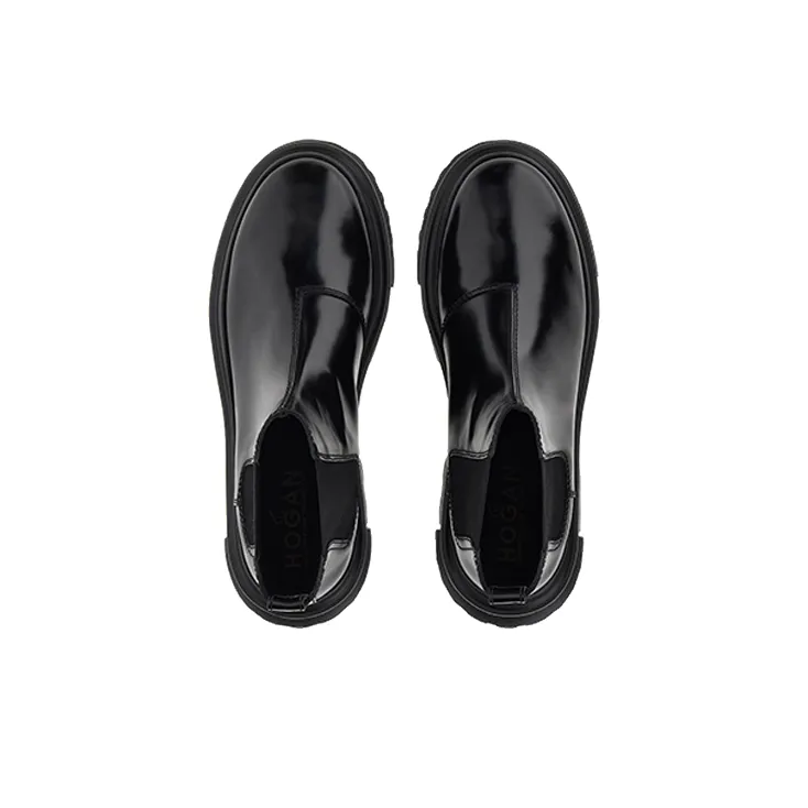 HOGAN Chelsea Round-toe Leather Boots-4