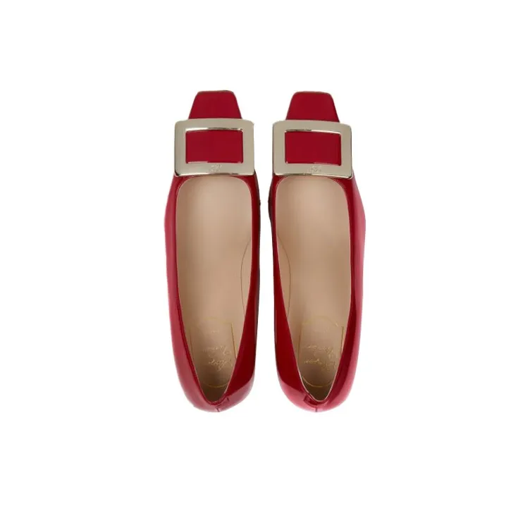 Roger Vivier Belle Vivier Chunky Heel High Heels Women's Red-3