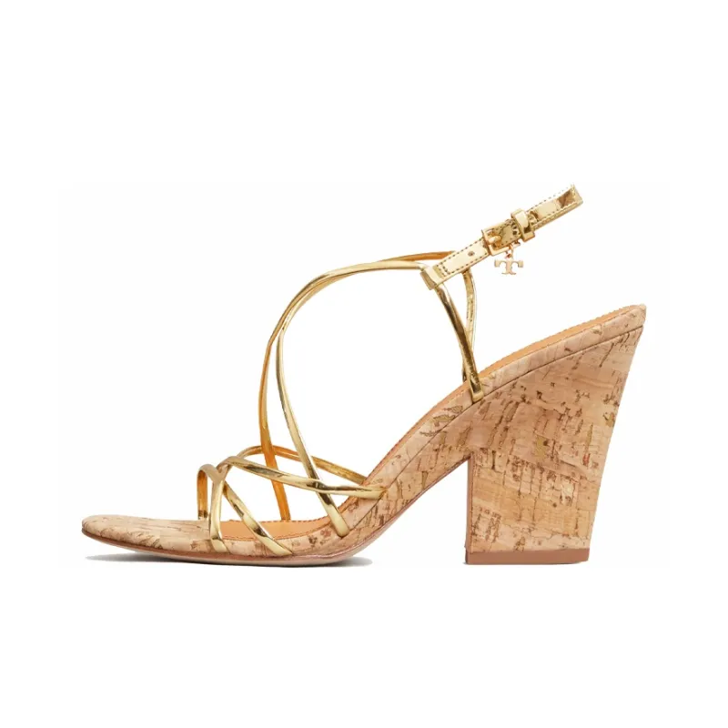 TORY BURCH Penelope Block Heel Strap Sandals 9cm Women's Gold-0