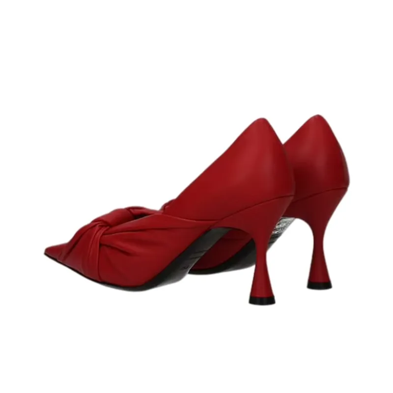 Balenciaga Drapy Slim Heel High Heels 10cm Women's Red-3