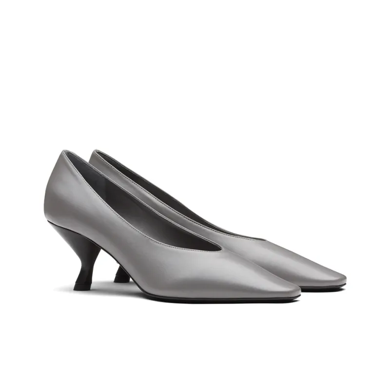PRADA Irregular Heel High Heels Women's Silver-2