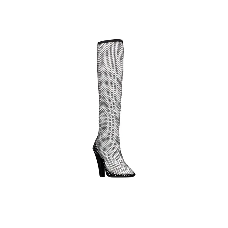 SAINT LAURENT Koller Crystal Net 110mm Boots-2