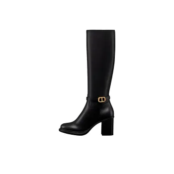DIOR 30 Montaigne Knee high Boots 7.5cm Women's Black Gold