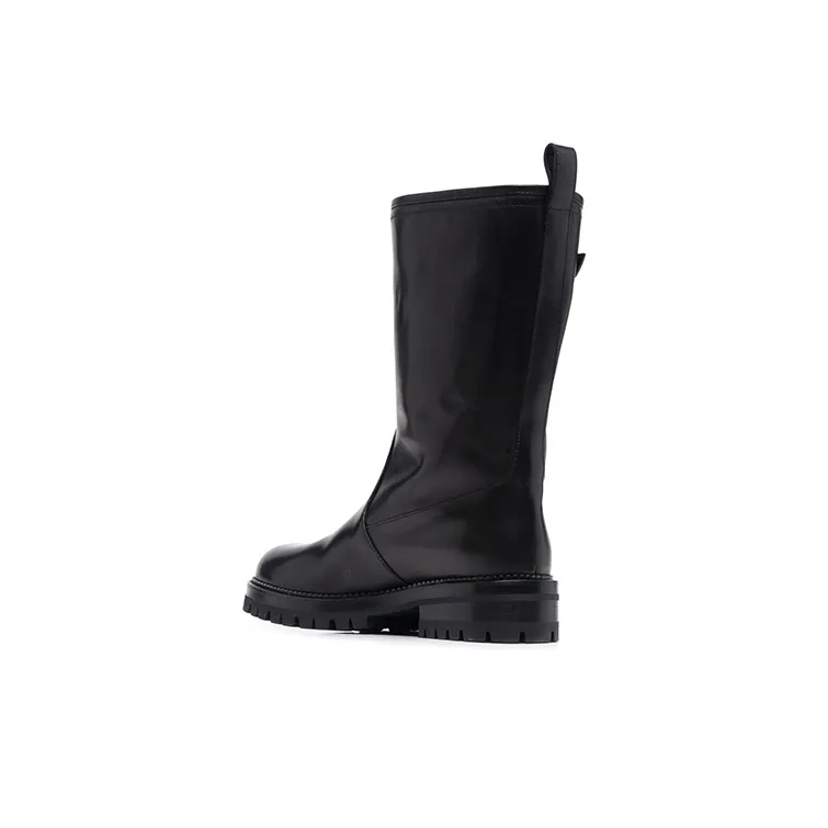 VERSACE Safety Pin Mid Calf Boots Women's Black-3