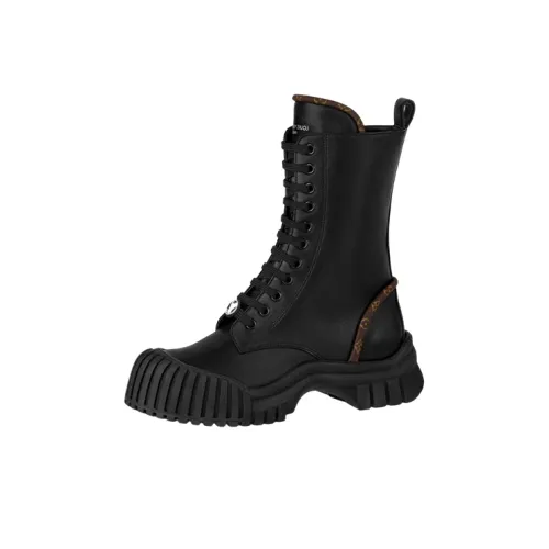 LOUIS VUITTON Lv Circle Ruby Flat Ranger Boots 'Black With Brown Monogram' Women's