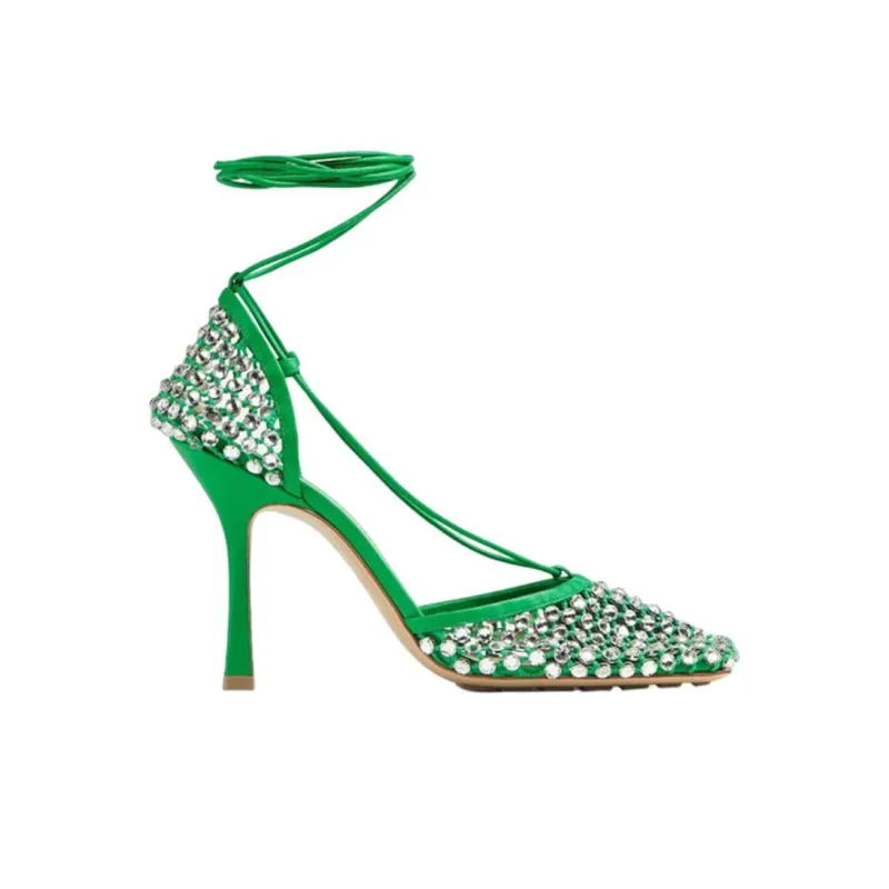 Bottega Veneta Stretch Slim Heel High Heels 9cn Women's Green-1